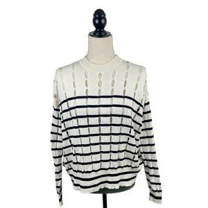 T Alexander Wang Striped Open Knit Sweater